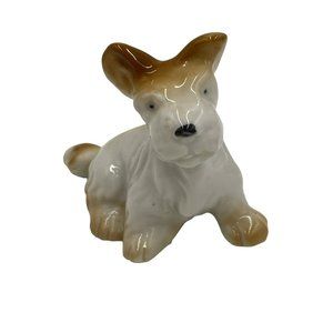 Vintage Ceramic Puppy Dog Westie Terrier Japan 2.75" Tall White Brown Tan